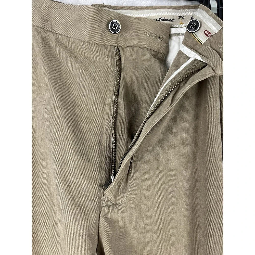 TOMMY BAHAMA 100% Silk Short Men 42 Brown Relaxed Pleaded Pockets Vacation